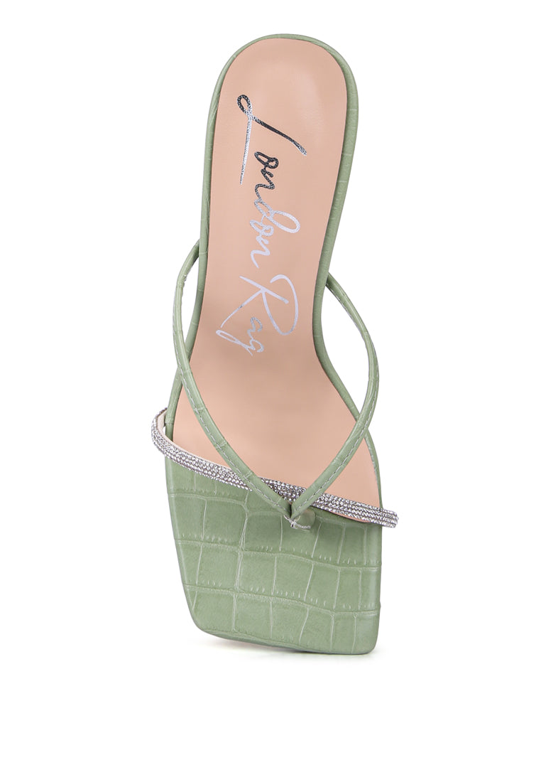 Lara Croc Rhinestone Strap Sandals