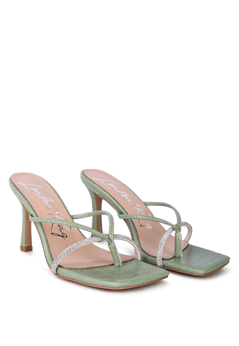 Lara Croc Rhinestone Strap Sandals