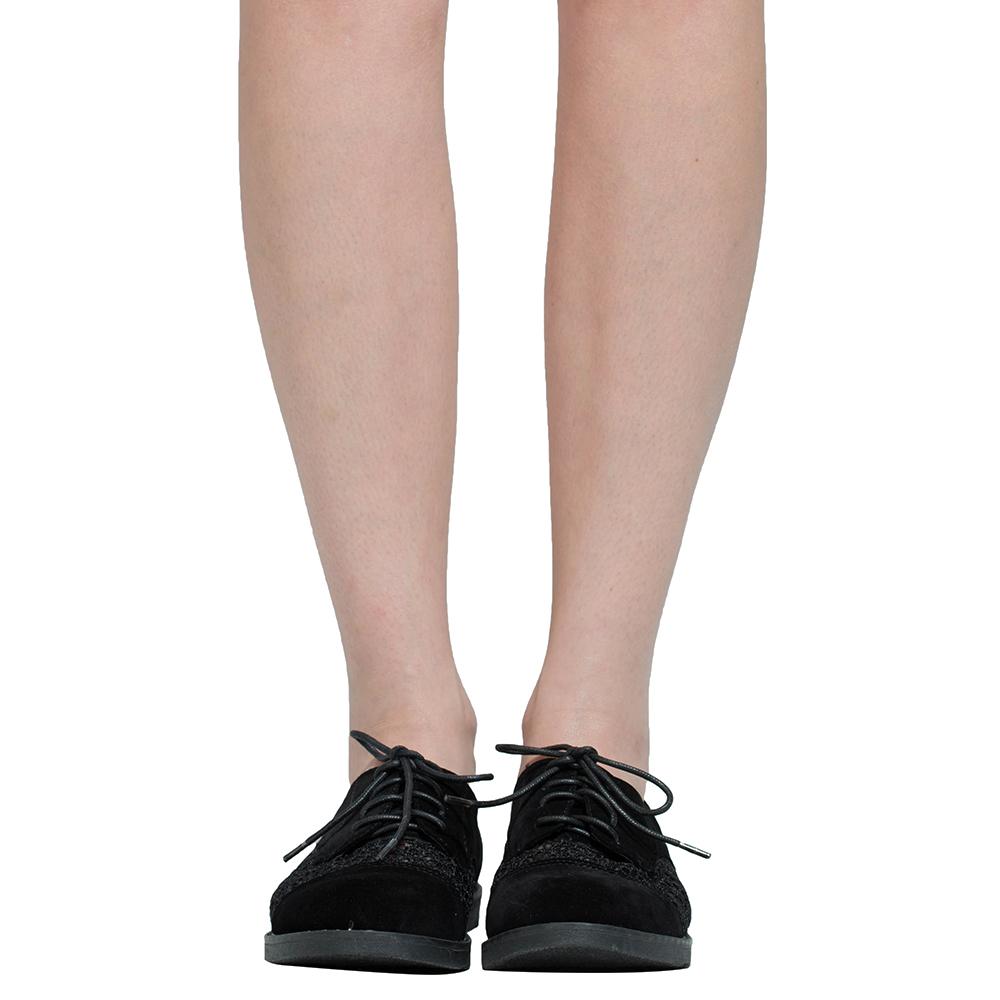 SOBEYO Embroidered Flower Lace Up Oxford Flats (Black)