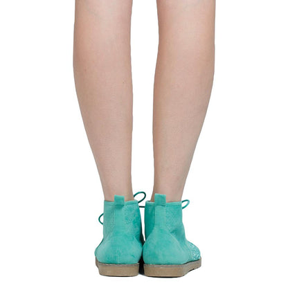 SOBEYO Oxford Green Embroidered Flower Lace Up Booties