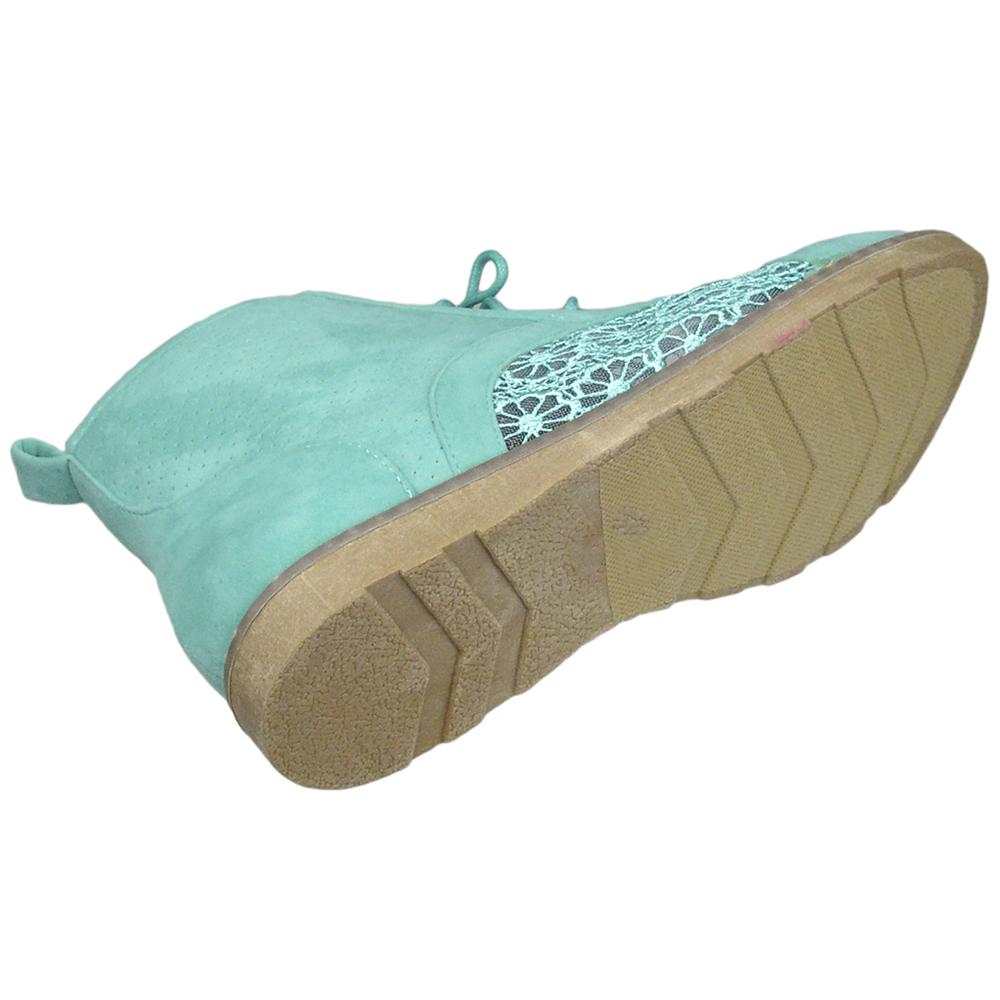 SOBEYO Oxford Green Embroidered Flower Lace Up Booties