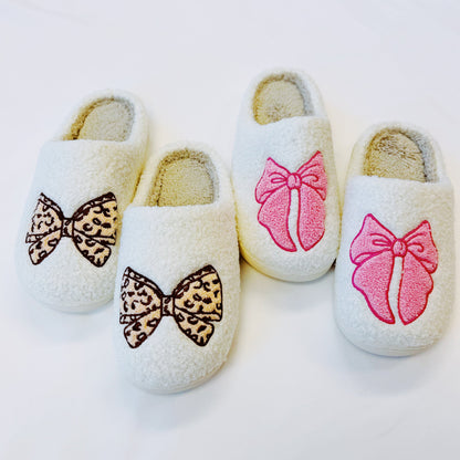 Sherry Pink Lounge Bow Cozy Slippers