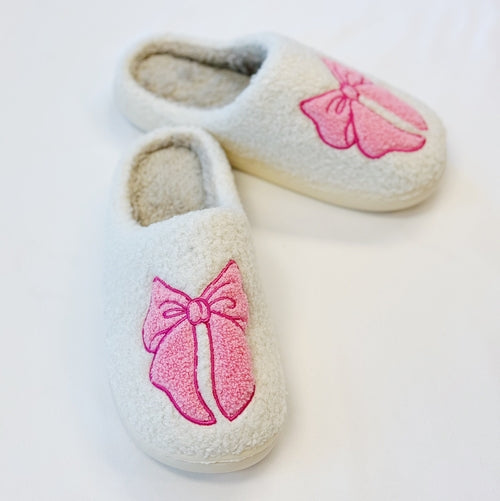 Sherry Pink Lounge Bow Cozy Slippers