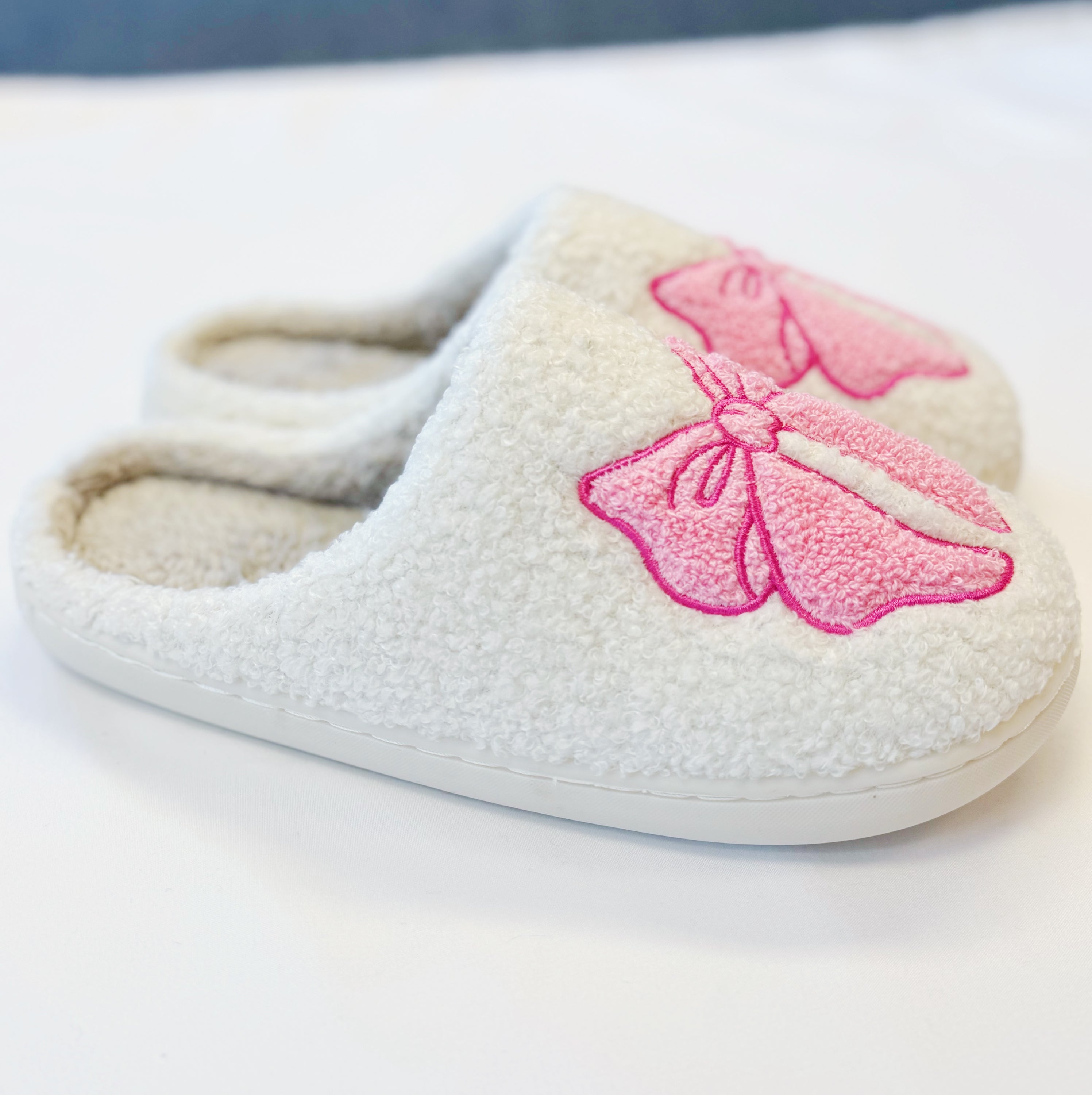 Sherry Pink Lounge Bow Cozy Slippers