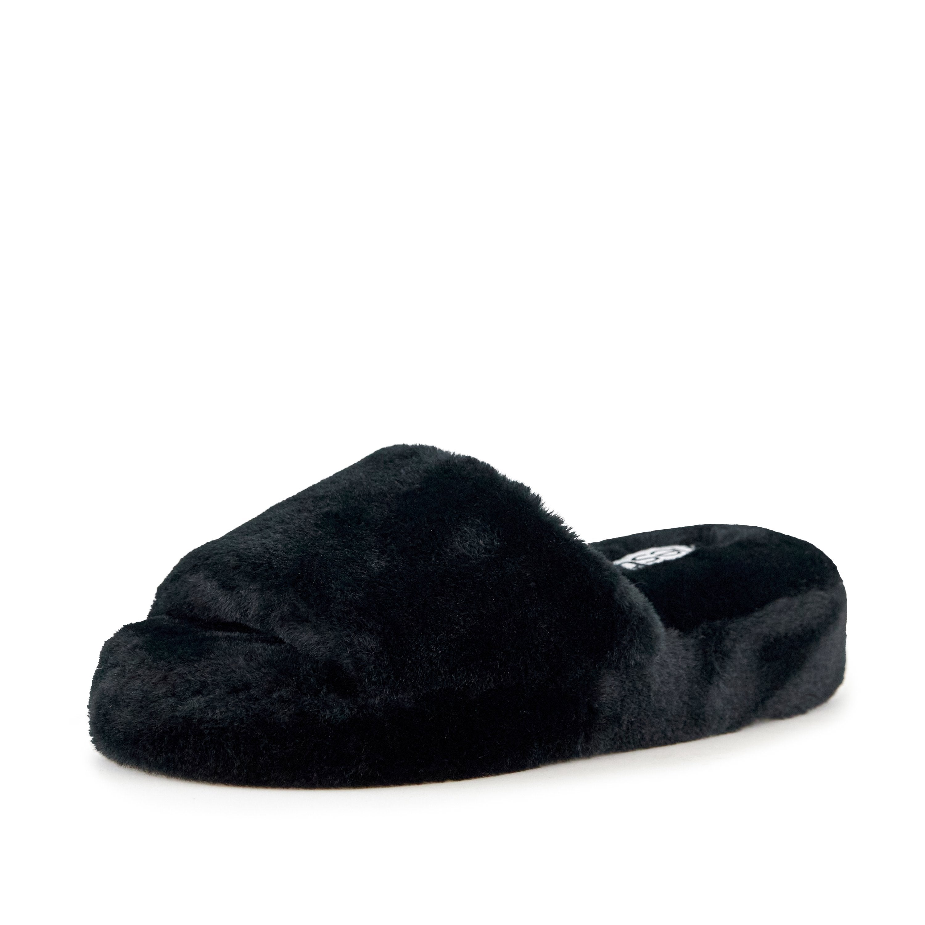 Geneva Faux Fur Slipper in Black