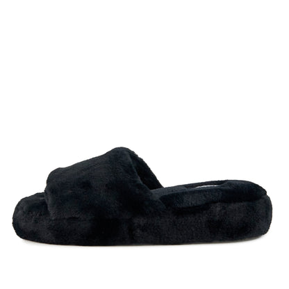 Geneva Faux Fur Slipper in Black