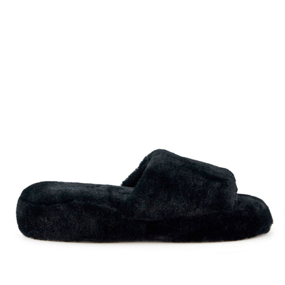 Geneva Faux Fur Slipper in Black