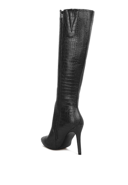 Indulgent High Heel Croc Calf Boots