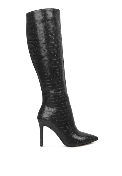Indulgent High Heel Croc Calf Boots