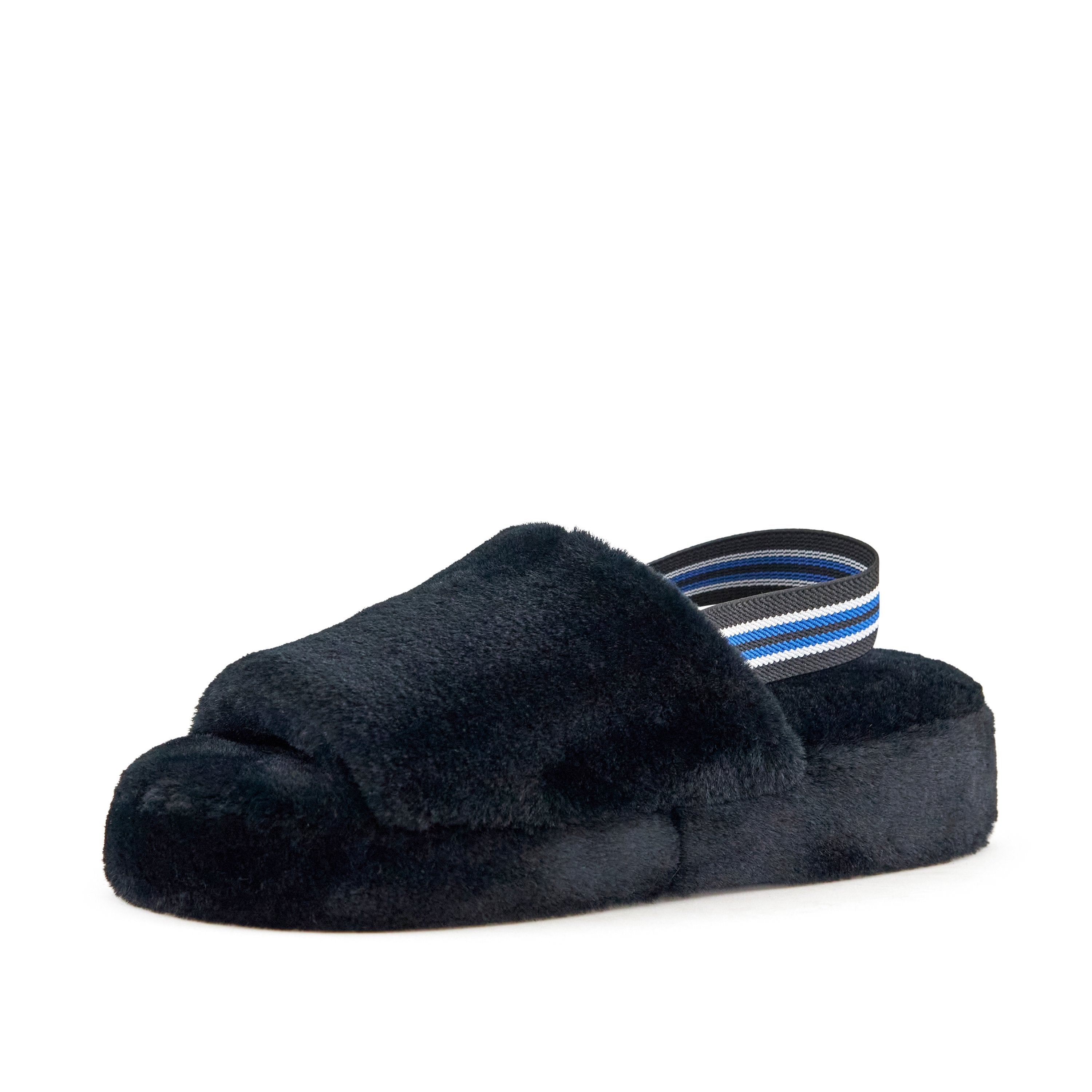 Lisbon Faux Fur Slipper in Black