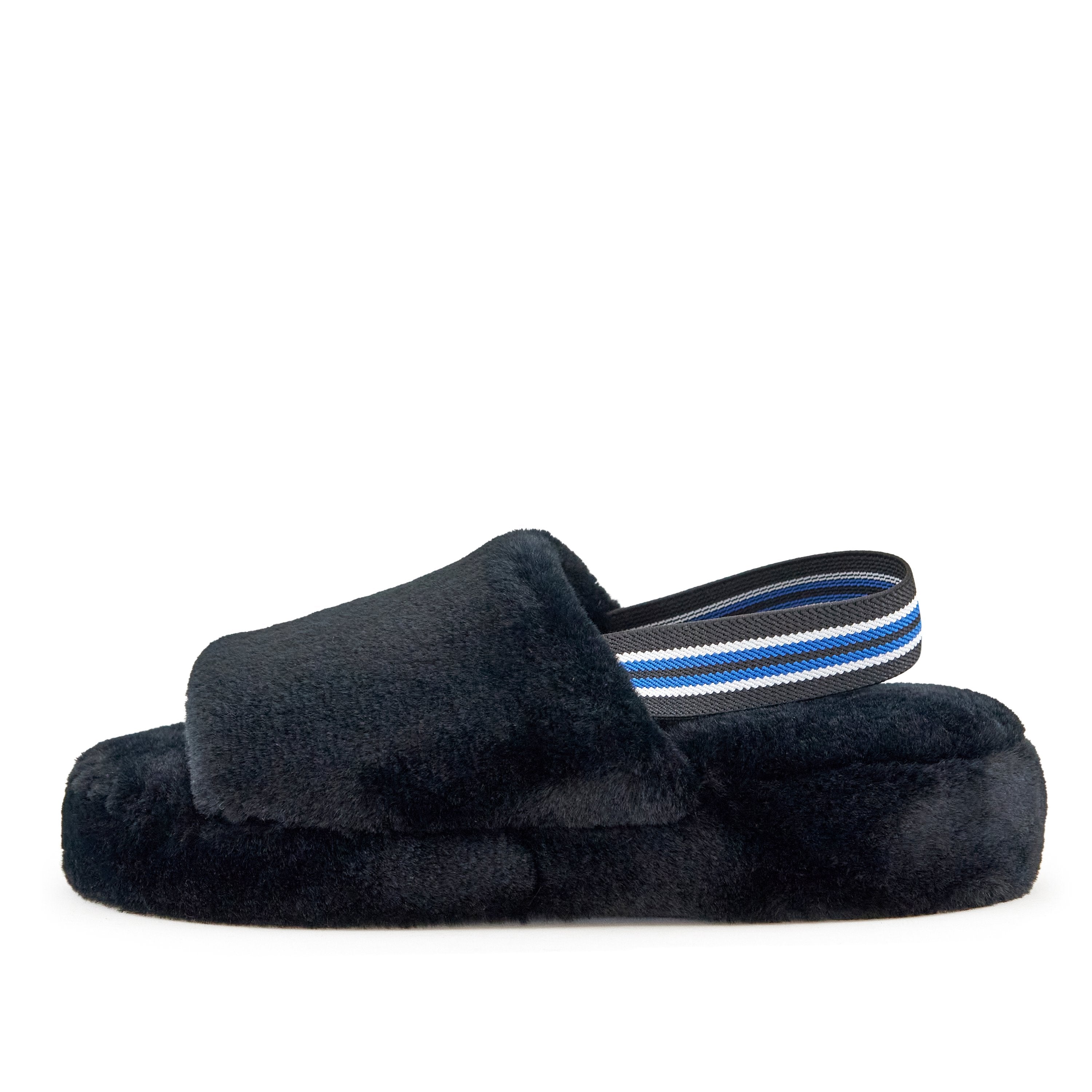Lisbon Faux Fur Slipper in Black