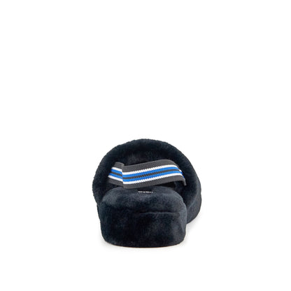 Lisbon Faux Fur Slipper in Black