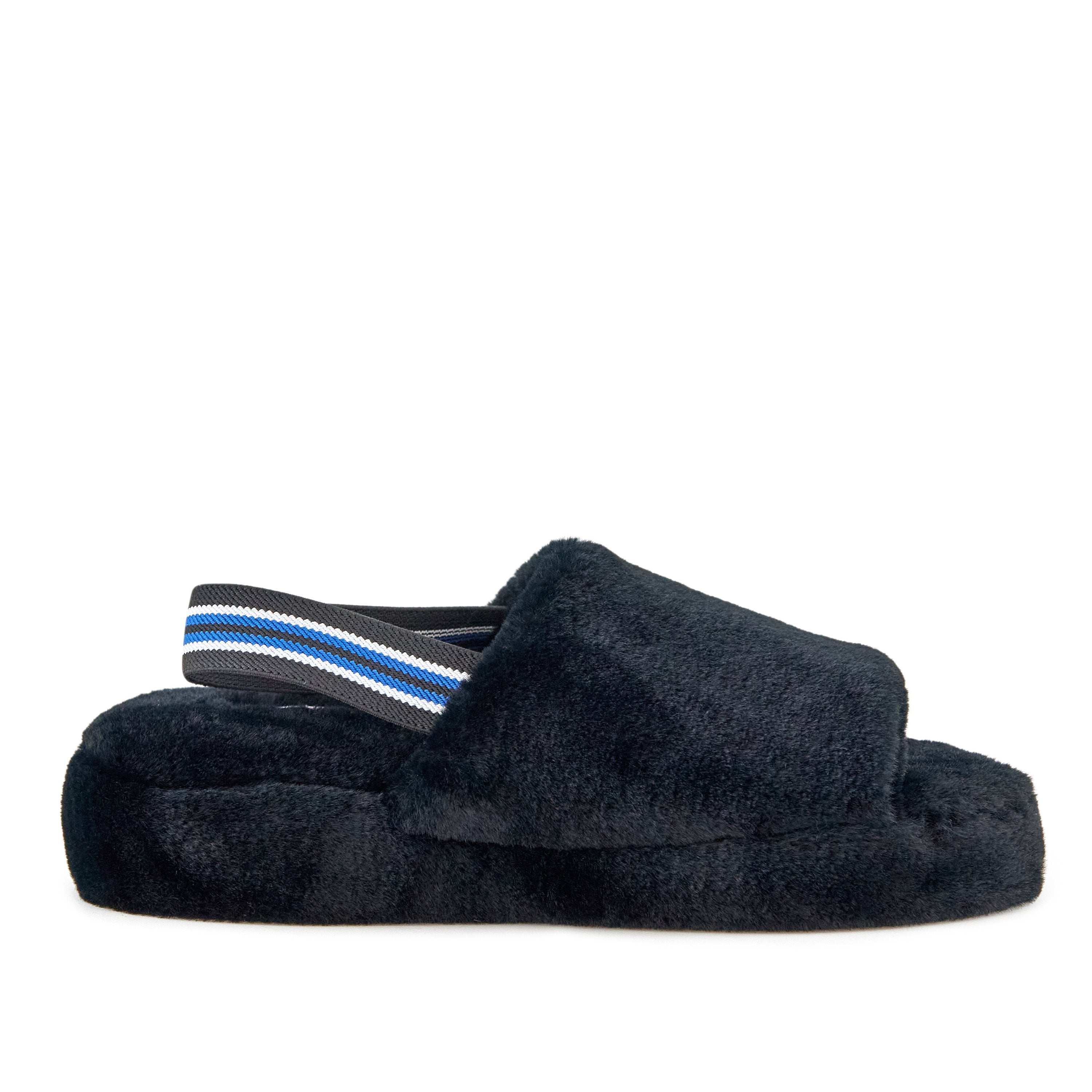 Lisbon Faux Fur Slipper in Black