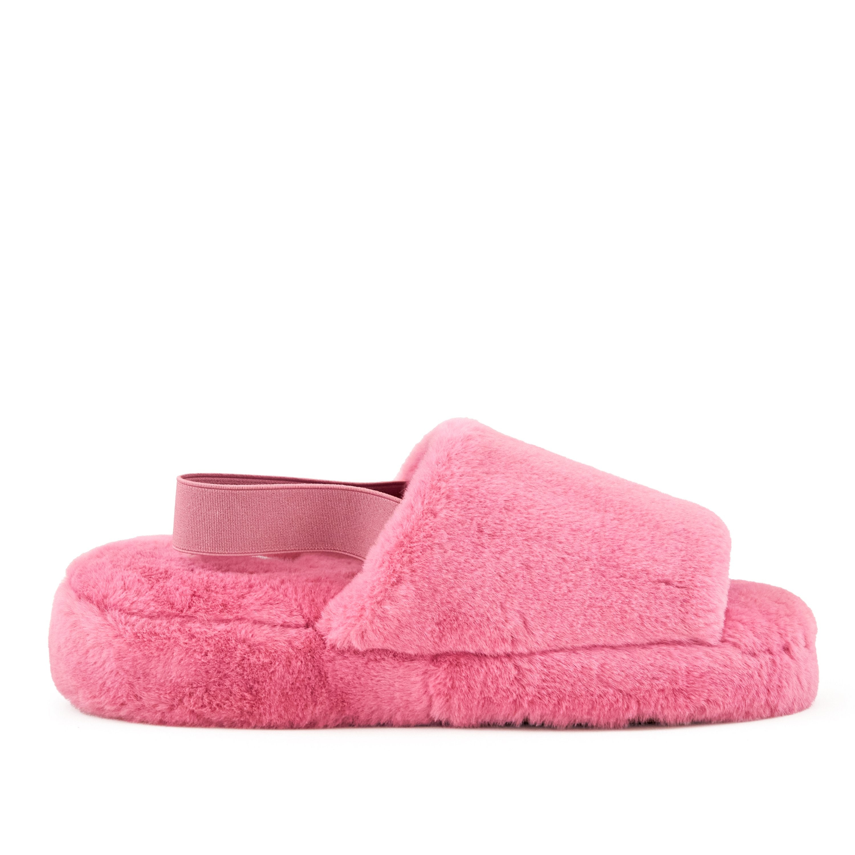Lisbon Faux Fur Slipper in Coral