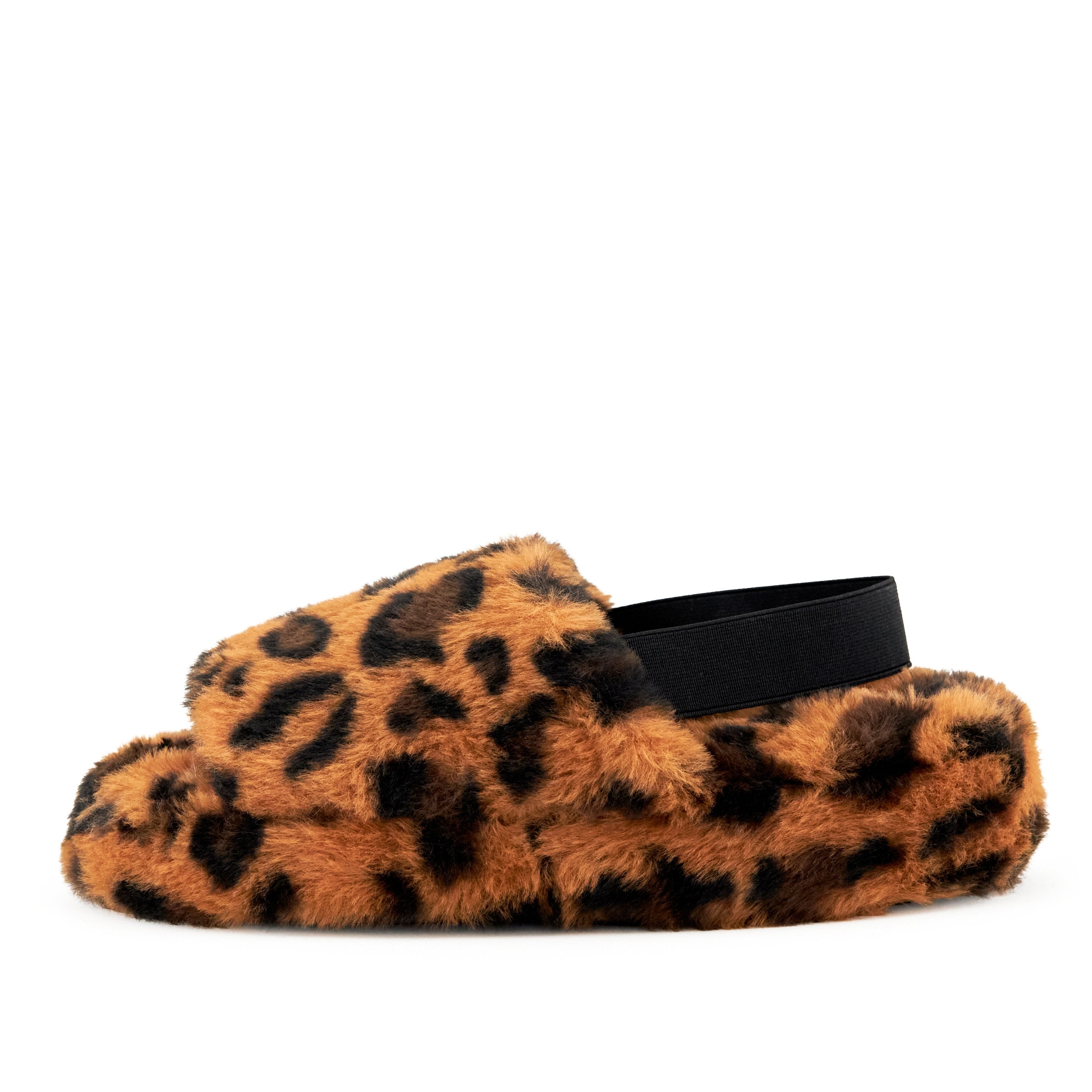 Lisbon Faux Leopard Fur Slipper