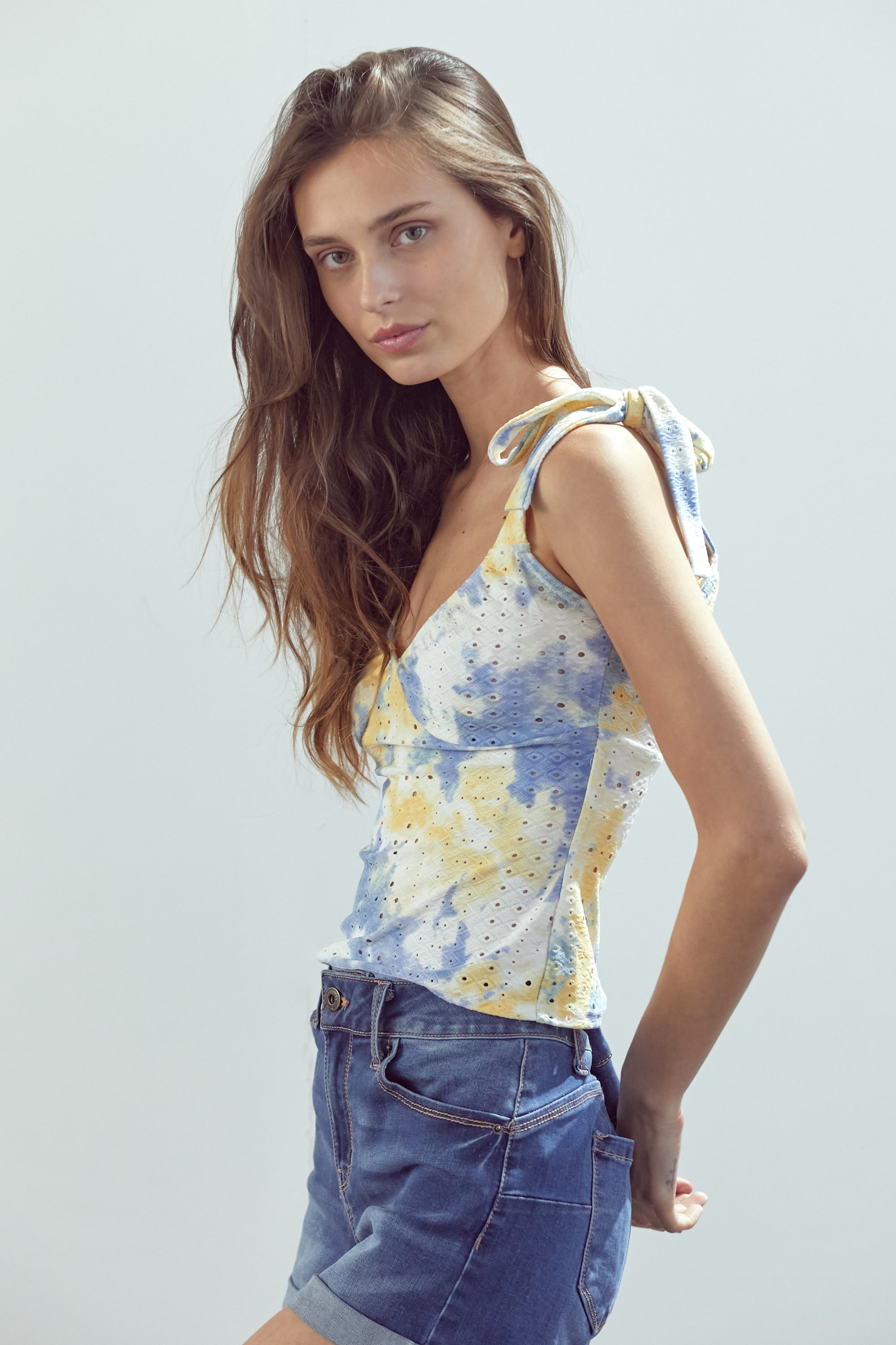 ARROW Eyelet Ruched Cami Top
