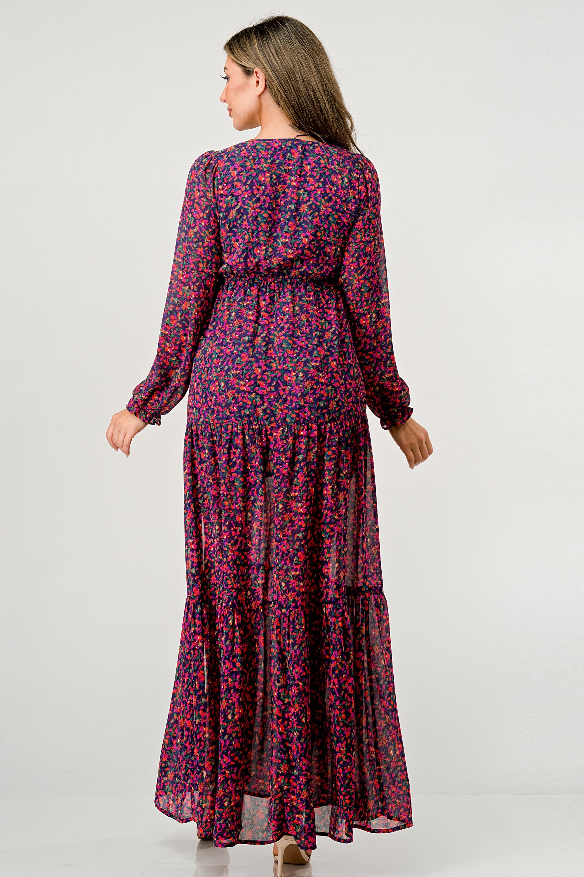 ARROW Tiered Side Slit Floral Maxi Dress