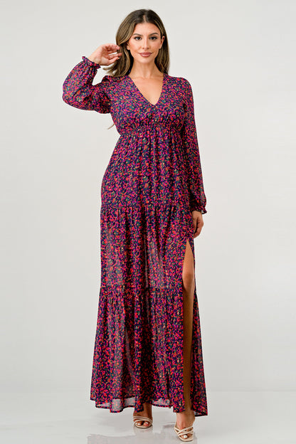 ARROW Tiered Side Slit Floral Maxi Dress