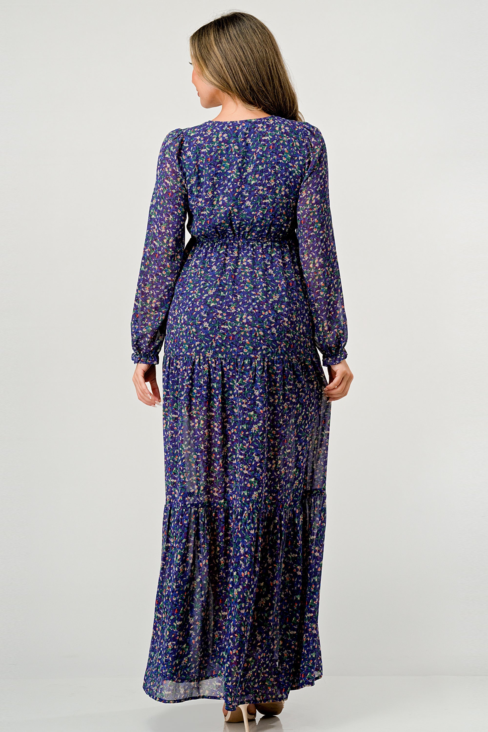 ARROW Tiered Side Slit Floral Maxi Dress