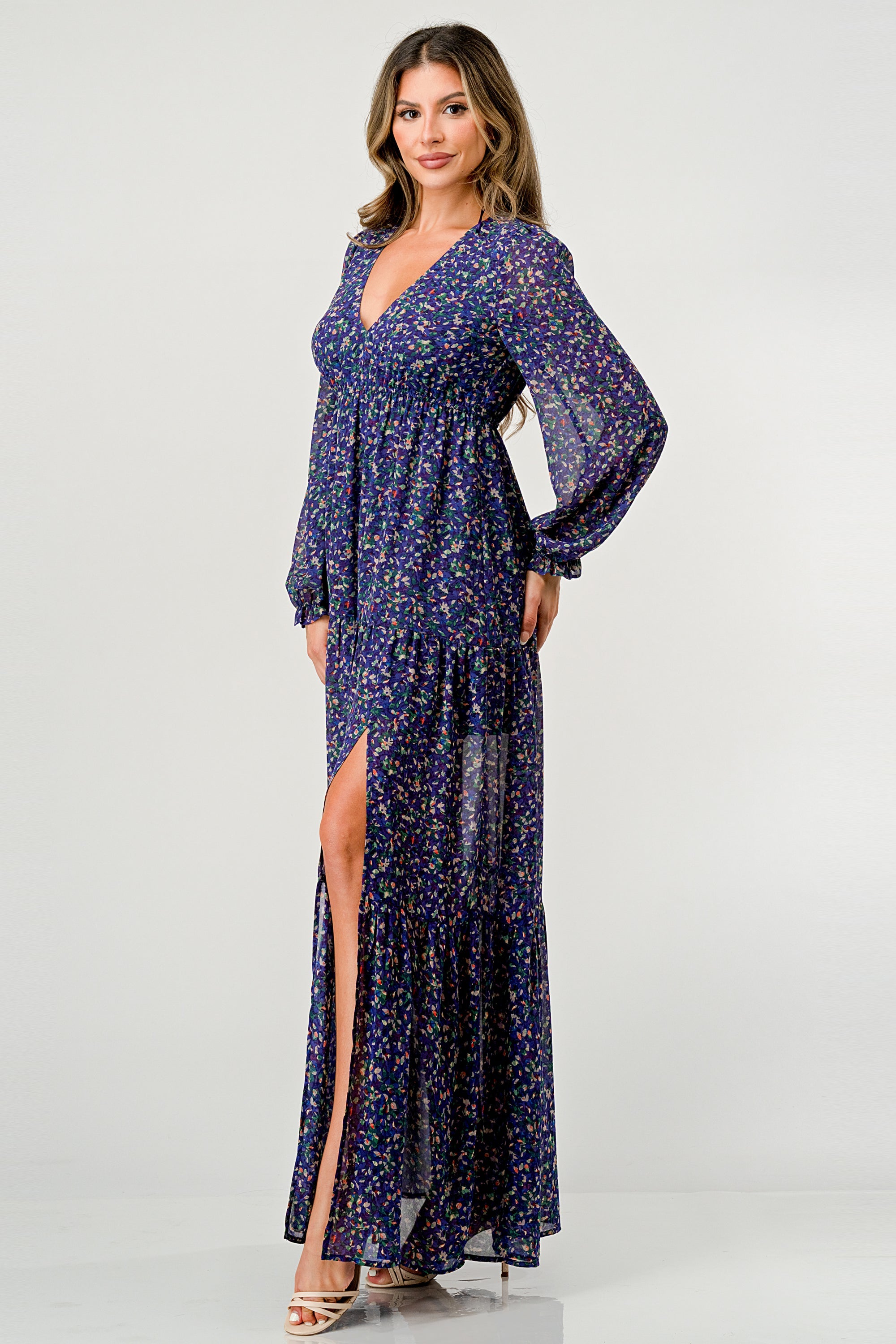 ARROW Tiered Side Slit Floral Maxi Dress