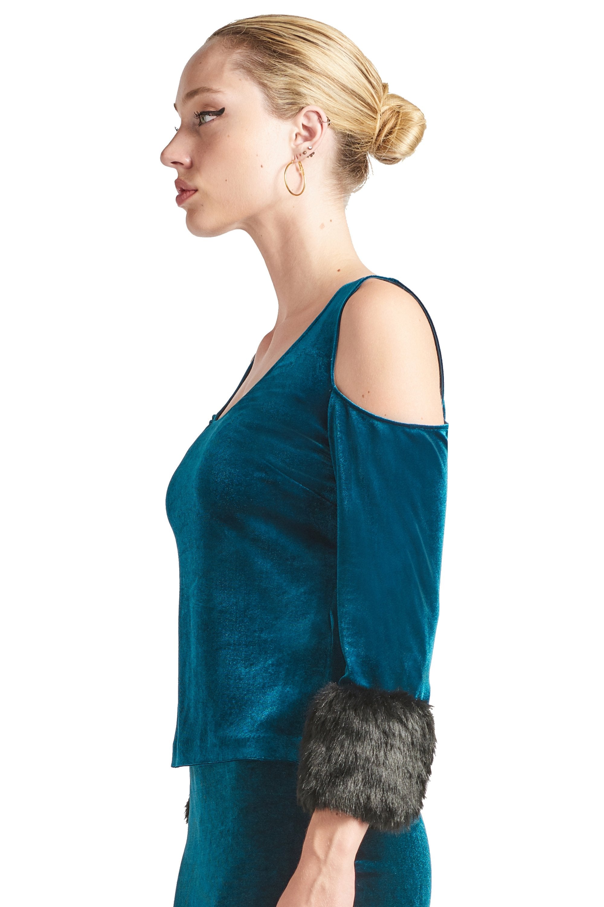 Mia Luxe Contrast Velvet Top
