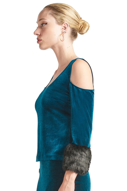 Mia Luxe Contrast Velvet Top