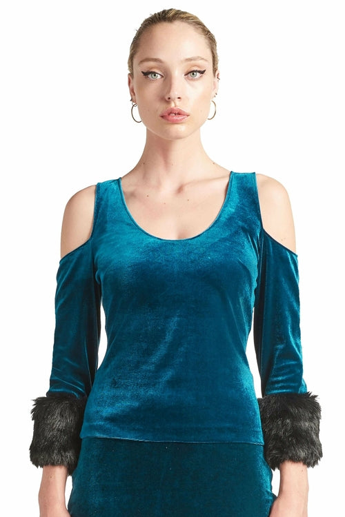 Mia Luxe Contrast Velvet Top