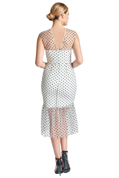 Muse Sleeveless Polka Dot Midi Mesh Dress