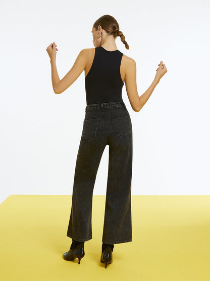 Brooklyn Brown High-Waisted Jeans
