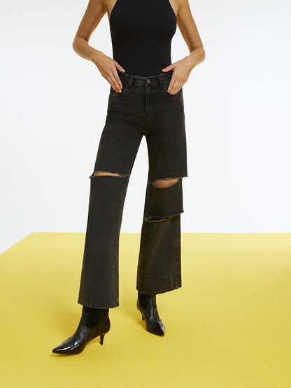 Brooklyn Brown High-Waisted Jeans