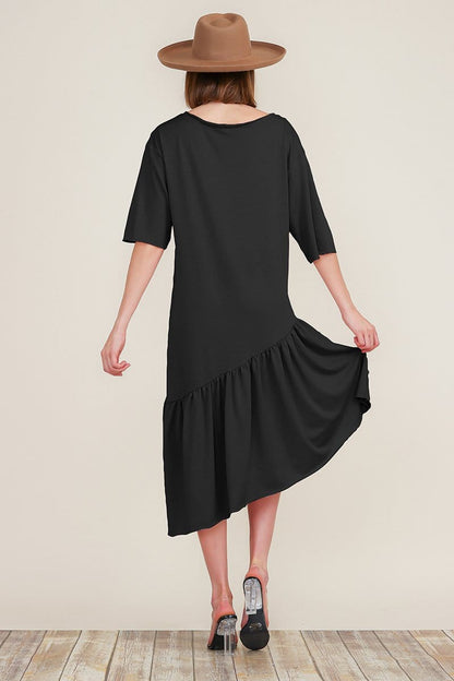 Megan Asymmetric Ruffle Dress