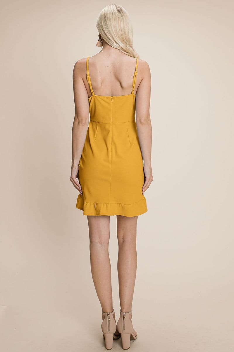 GIA Asymmetrical Ruffle Hem Wrap Mini Dress