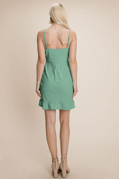 GIA Asymmetrical Ruffle Hem Wrap Mini Dress