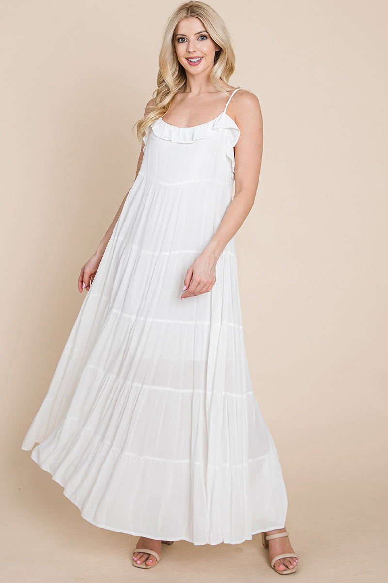 LISA Tiered Tie Strap Cami Maxi Dress