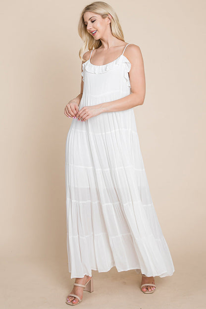 LISA Tiered Tie Strap Cami Maxi Dress