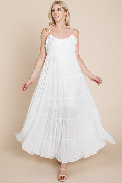 LISA Tiered Tie Strap Cami Maxi Dress