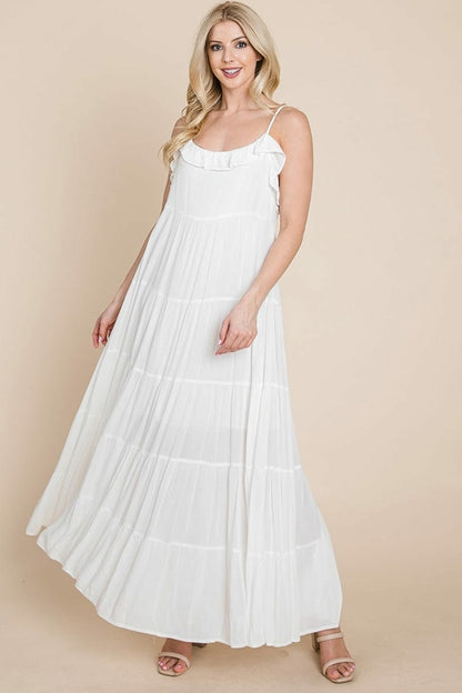 LISA Tiered Tie Strap Cami Maxi Dress
