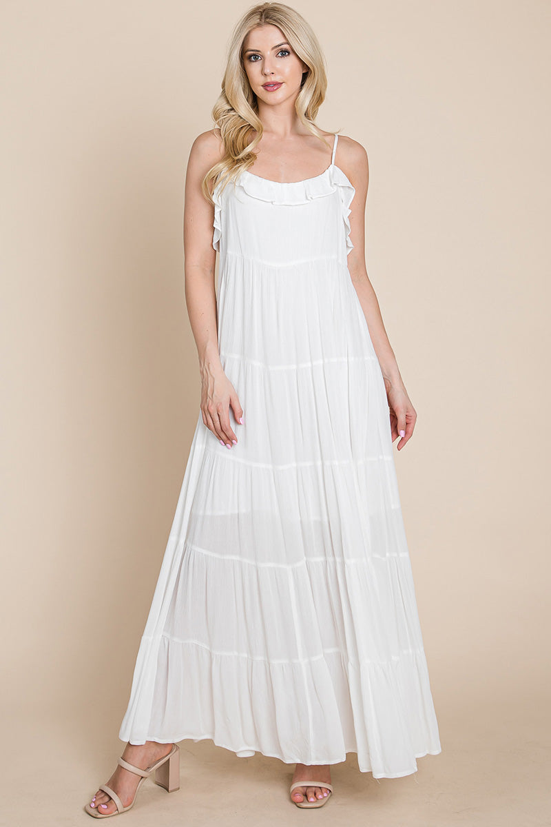 LISA Tiered Tie Strap Cami Maxi Dress