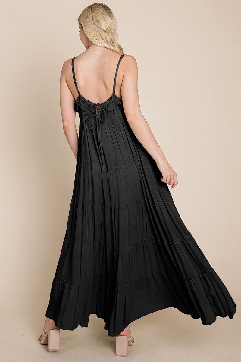 LISA Tiered Tie Strap Cami Maxi Dress