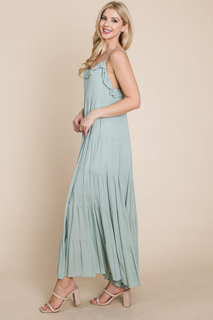 LISA Tiered Tie Strap Cami Maxi Dress