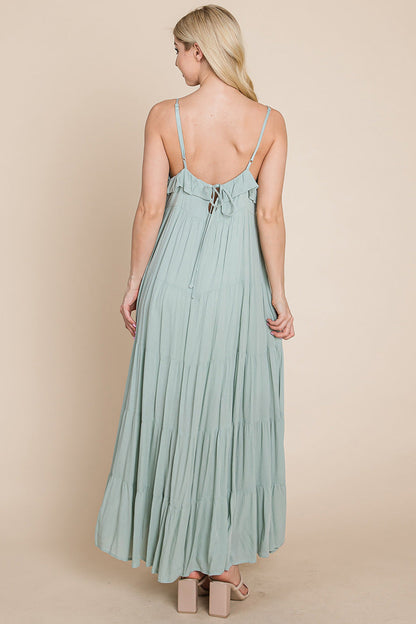 LISA Tiered Tie Strap Cami Maxi Dress