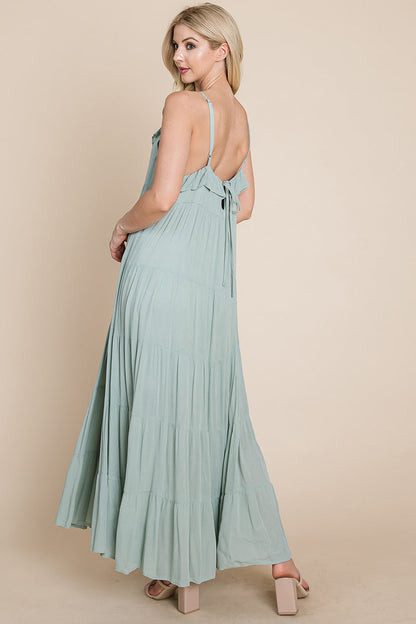 LISA Tiered Tie Strap Cami Maxi Dress
