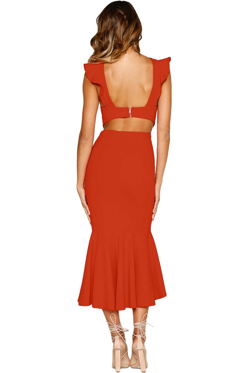 MINA Red Ruffled Fishtail Princess Dress