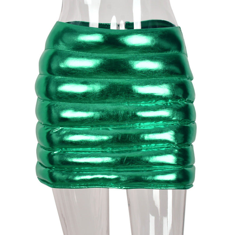 Cici Esteban Metallic Puffer Skirt
