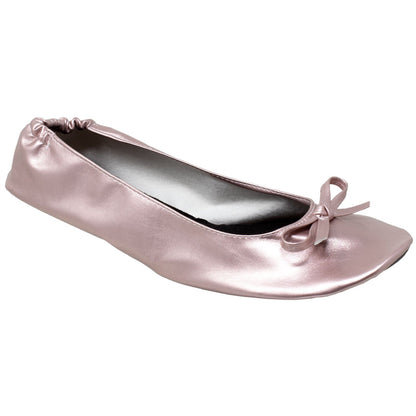 Gaia Ballet Flats Women's with Travel Pouch Rose Gold