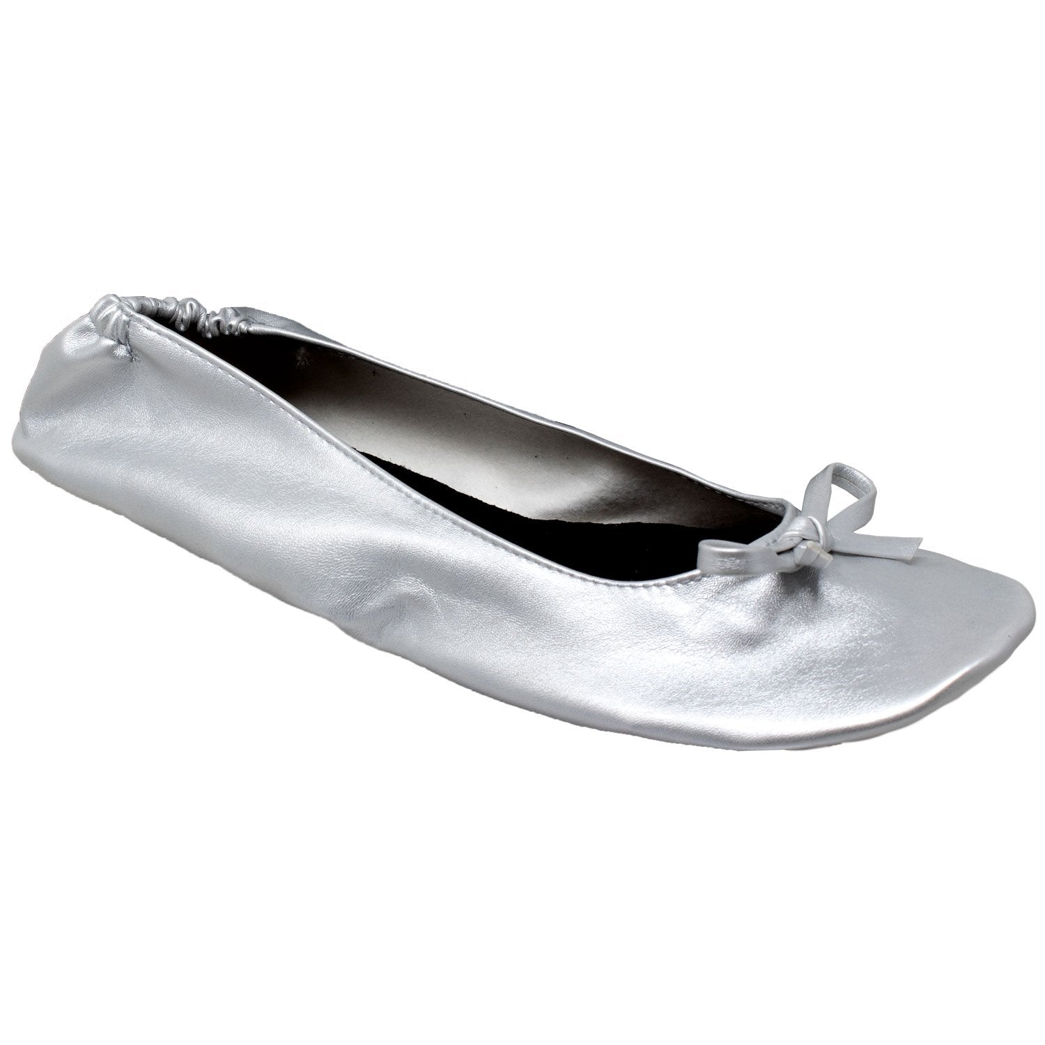 Gaia Ballet Flats Women's with Travel Pouch in Silver