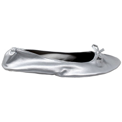 Gaia Ballet Flats Women's with Travel Pouch in Silver