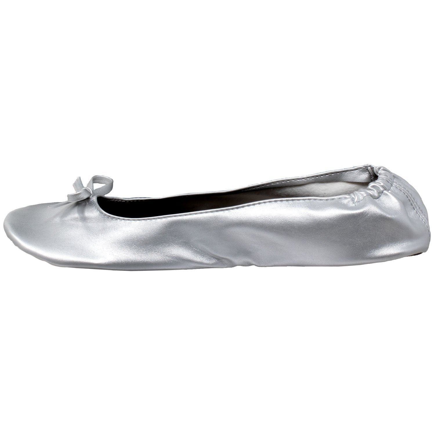 Gaia Ballet Flats Women's with Travel Pouch in Silver