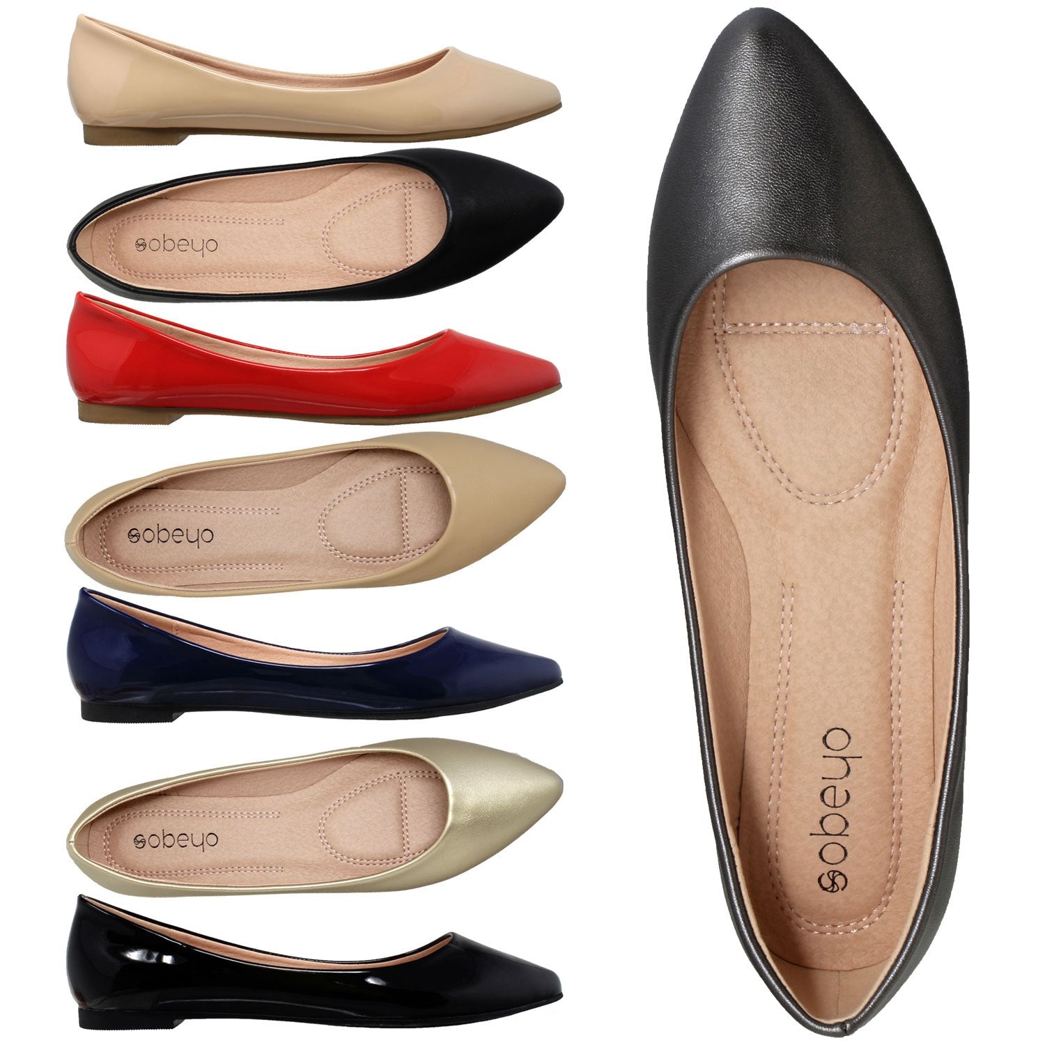 Gaia Patent Leather Pointed Toe Ballet Flat
