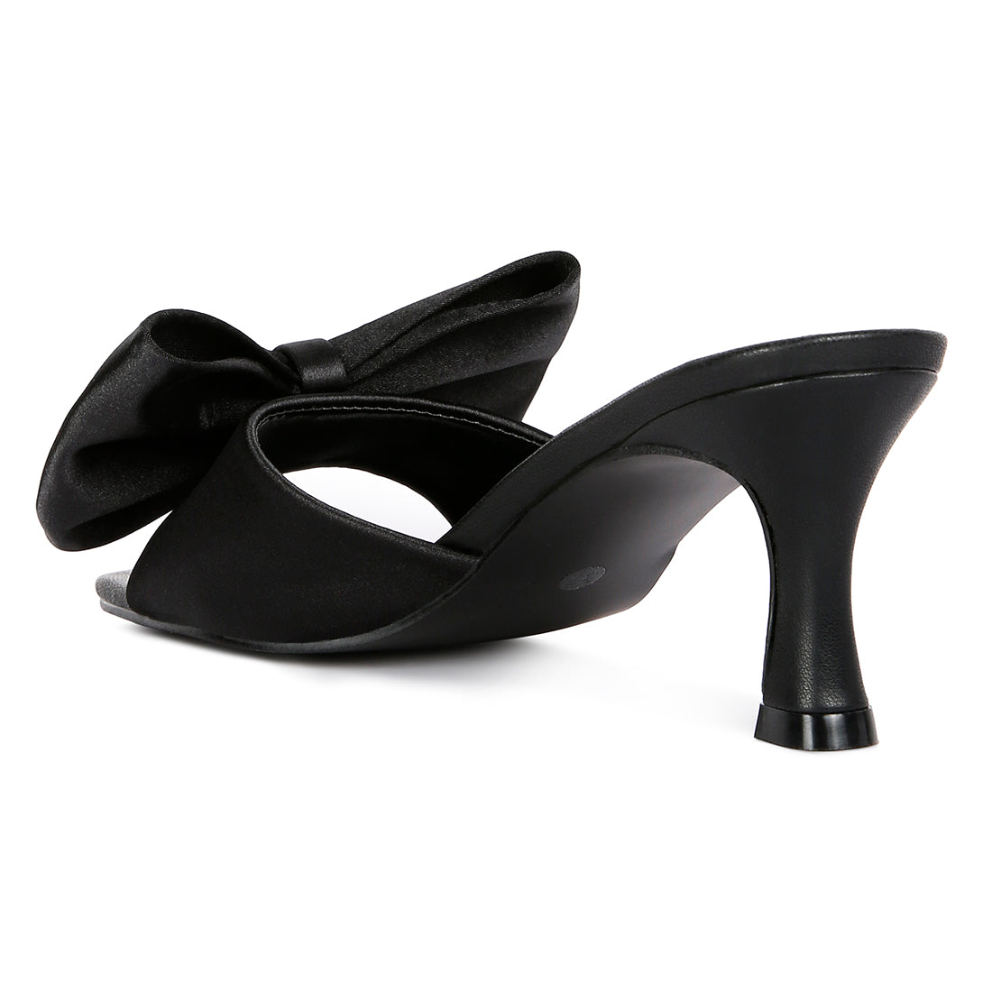 SASS Black Satin Bow Kitten Heels